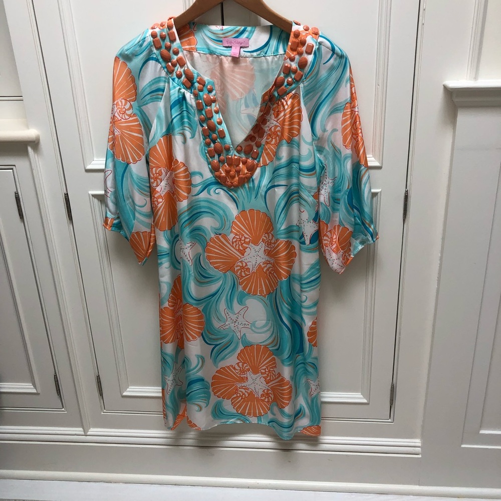 Lily Pulitzer Beaded Silk Dress “Do the Wave” (4)